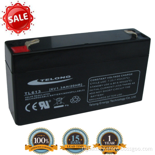 6V1.3ah Sealed Lead Acid Battery for Emergency Lighting & Electrical Toys